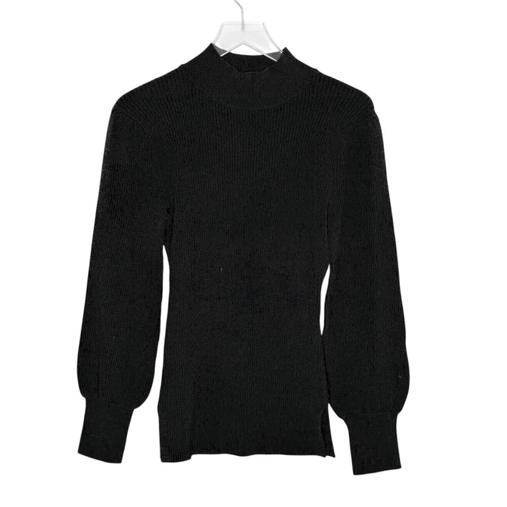 Hill House Home The Winter Sweater S NEW Black Mock Neck Ribbed Minimalist